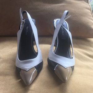 Heels size 7 WHBM white Black and Tan